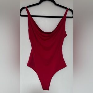 Polly Red Sleeveless Cowl Neck Bodysuit Size 8 NWT